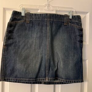 J. Crew Dark Blue Mini Jean Shirt with Button Detail